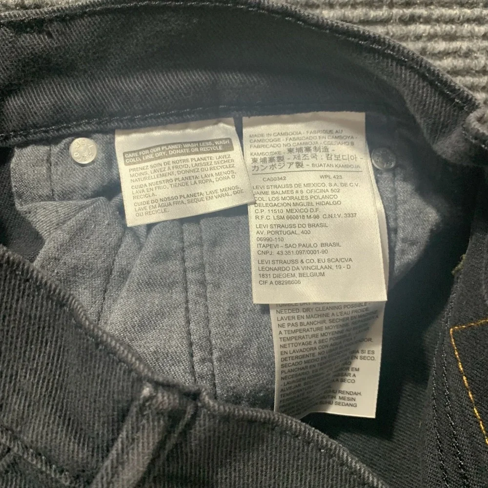 Levis 514 Jeans Mens 30x29 Black Denim White Label Straight Leg Dark Wash‎ Mid